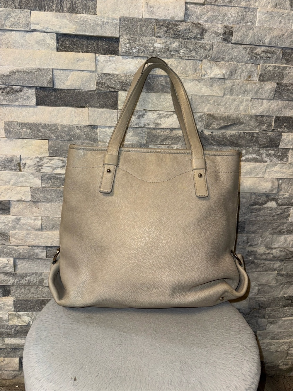 Classic Salvatore Ferragamo  Leather Tote Bag in Taupe beige